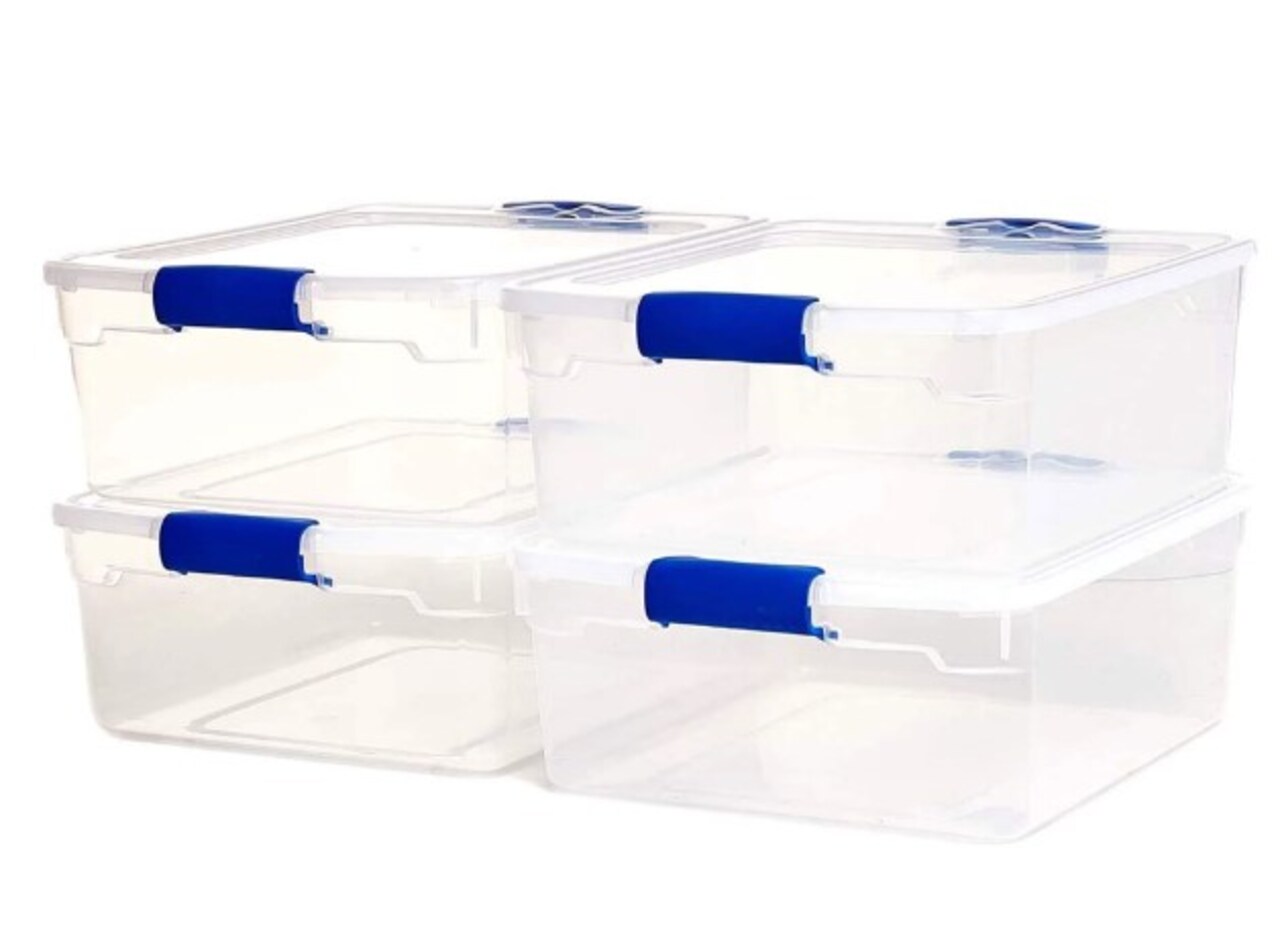 4 Pack 15.5 Qt Clear Plastic Stackable Storage Containers